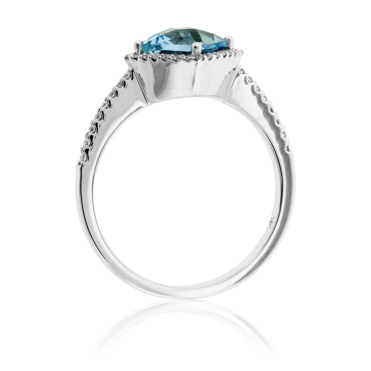 Cushion-Cut Aquamarine with Diamond Halo Ring