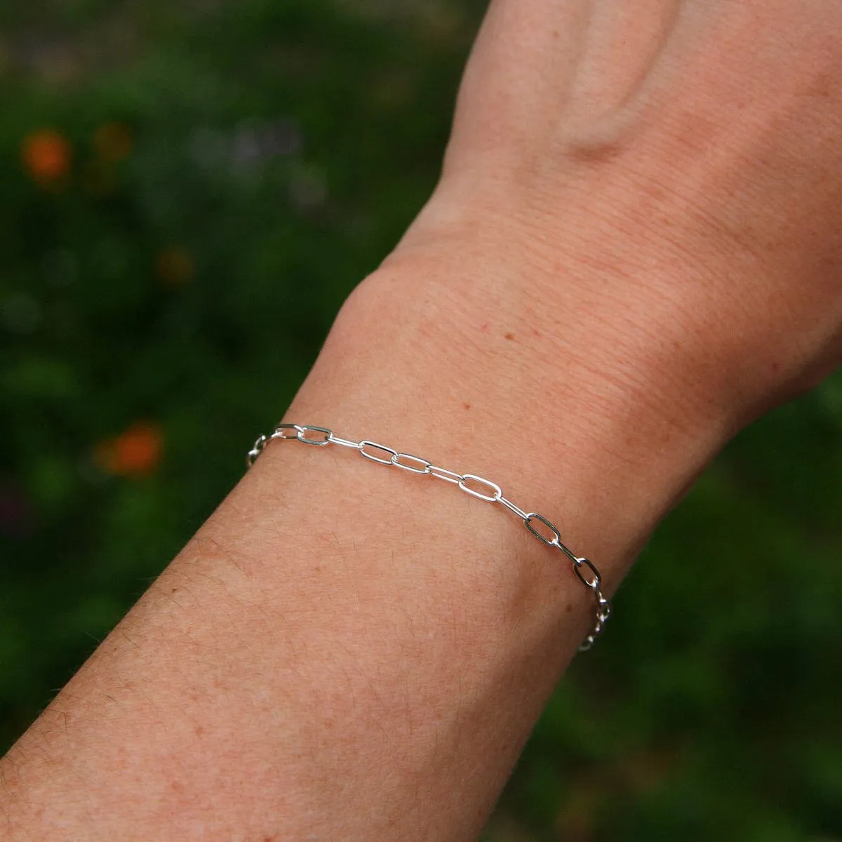 Delicate Sterling Silver Flat Drawn Cable Chain Bracelet