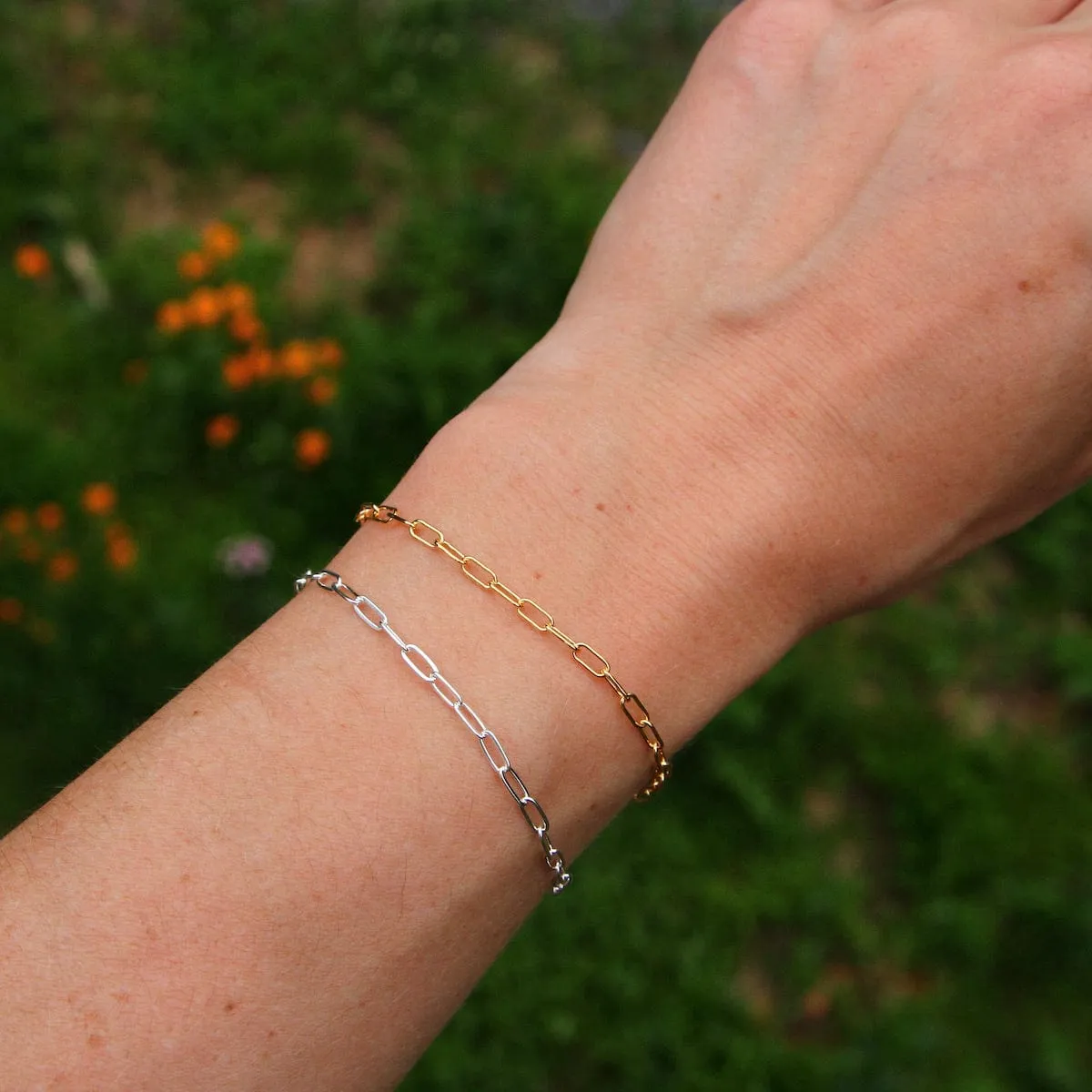 Delicate Sterling Silver Flat Drawn Cable Chain Bracelet