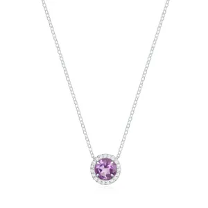 Diamond & Birthstone Necklace- February Amethyst