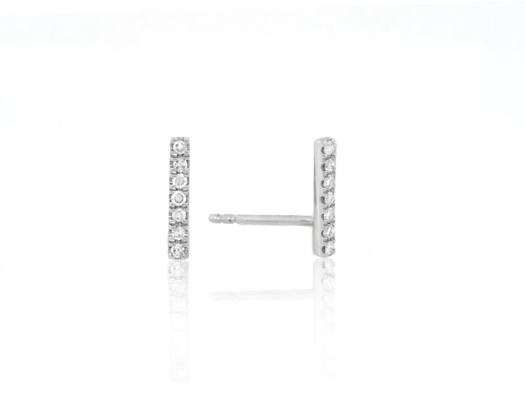 Diamond Bar White Gold Earrings