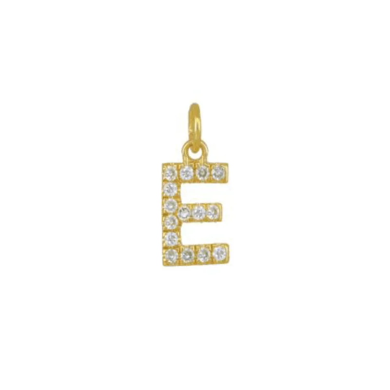 Diamond Initial Charm 14k Yellow Gold Necklace