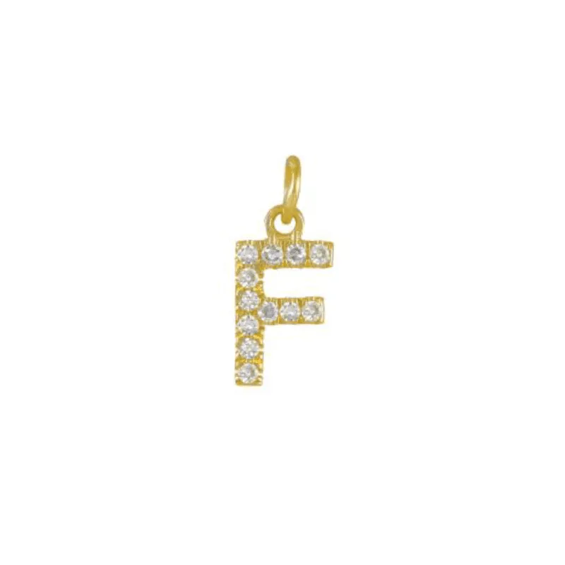 Diamond Initial Charm 14k Yellow Gold Necklace