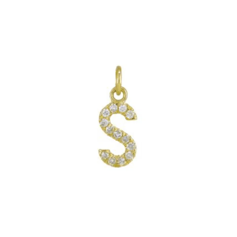 Diamond Initial Charm 14k Yellow Gold Necklace