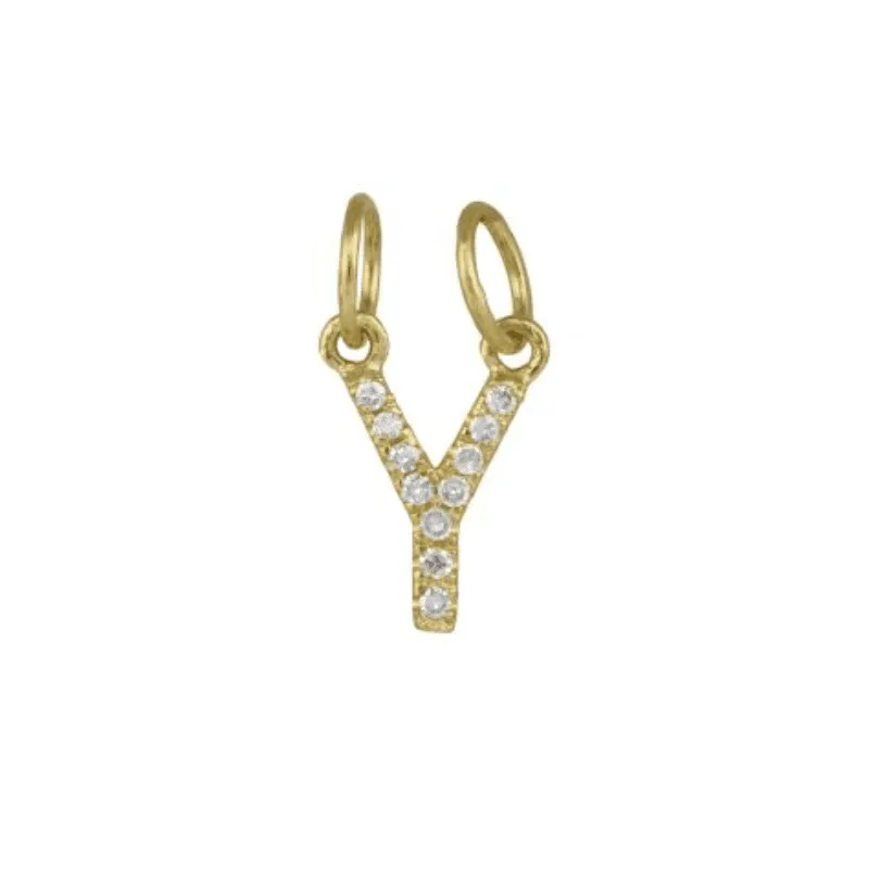 Diamond Initial Charm 14k Yellow Gold Necklace