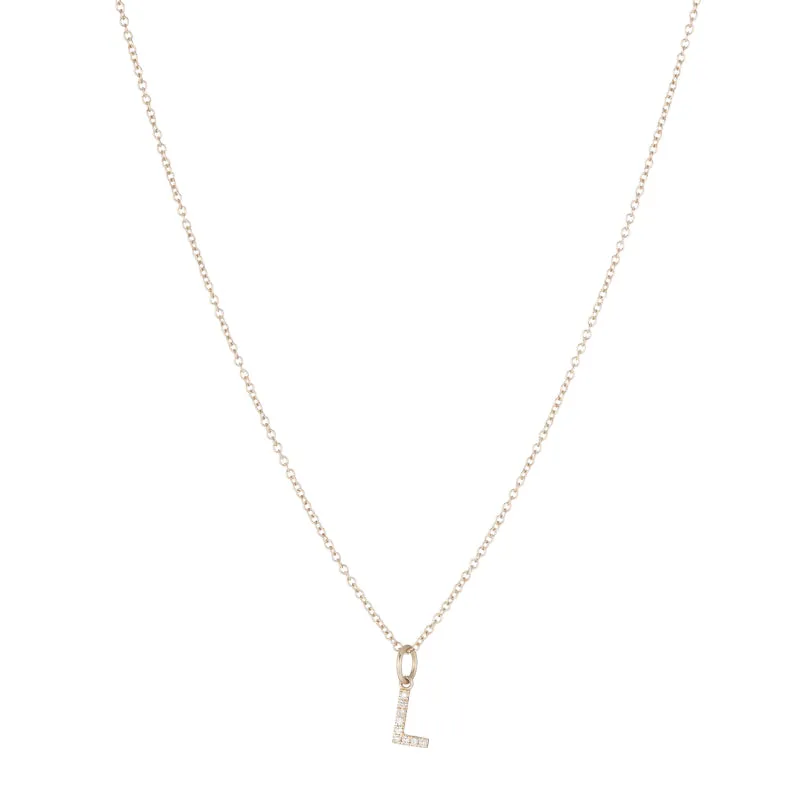 Diamond Initial Charm 14k Yellow Gold Necklace