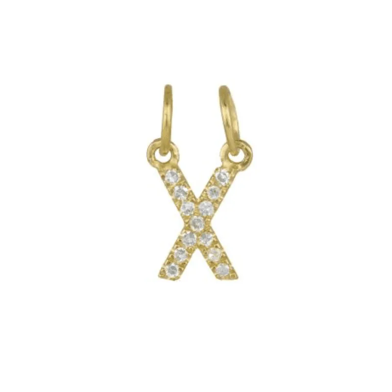 Diamond Initial Charm 14k Yellow Gold Necklace