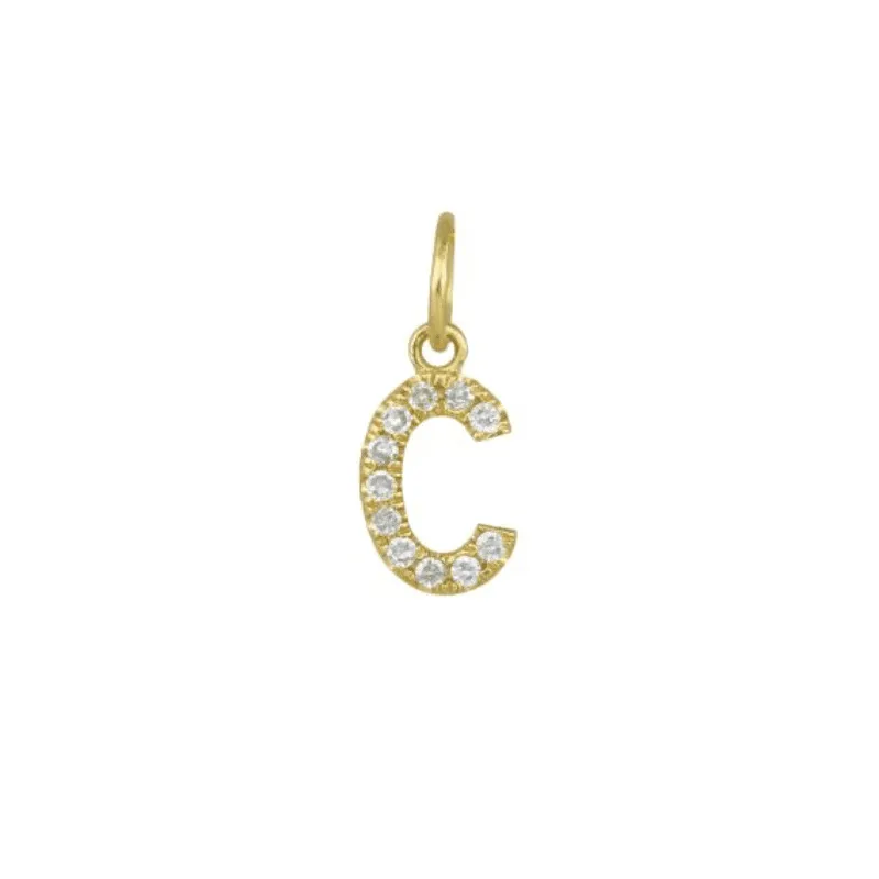 Diamond Initial Charm 14k Yellow Gold Necklace