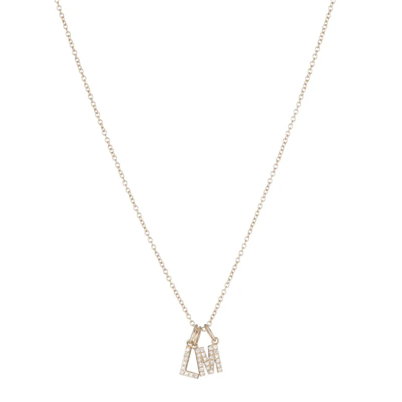 Diamond Initial Charm 14k Yellow Gold Necklace