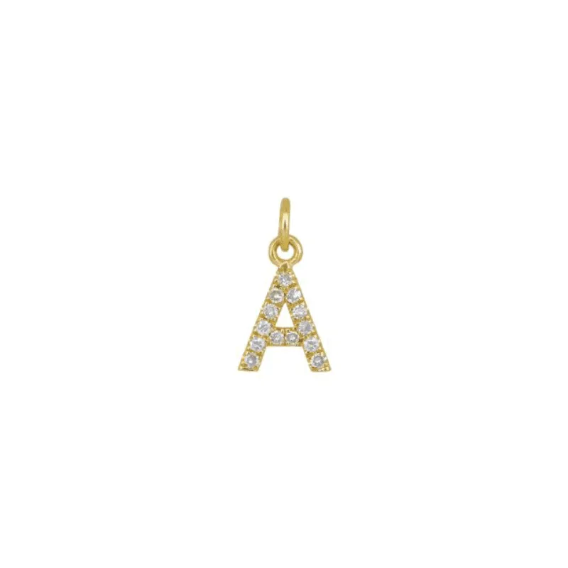 Diamond Initial Charm 14k Yellow Gold Necklace