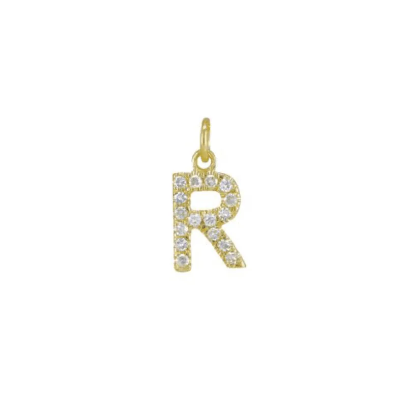 Diamond Initial Charm 14k Yellow Gold Necklace