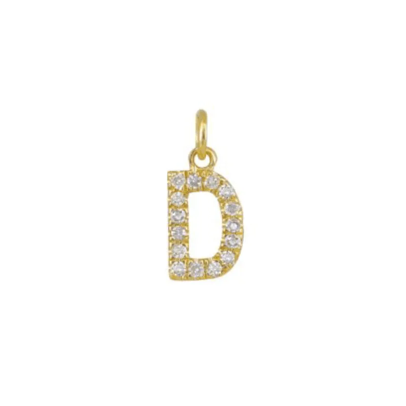 Diamond Initial Charm 14k Yellow Gold Necklace