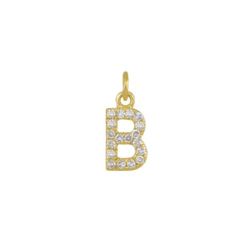 Diamond Initial Charm 14k Yellow Gold Necklace