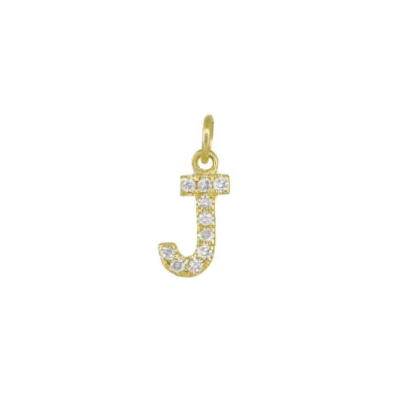 Diamond Initial Charm 14k Yellow Gold Necklace