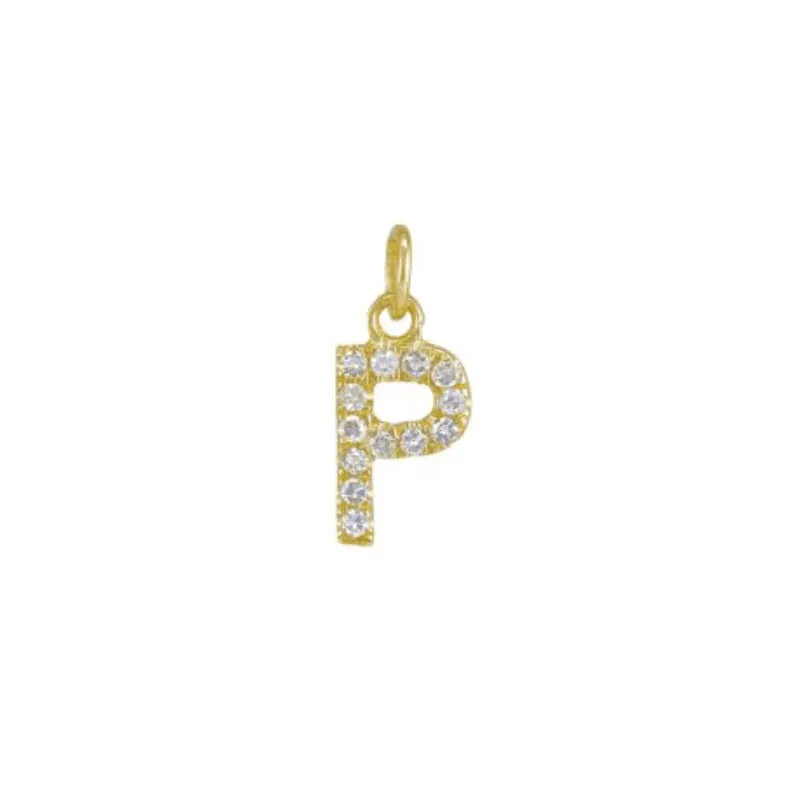 Diamond Initial Charm 14k Yellow Gold Necklace