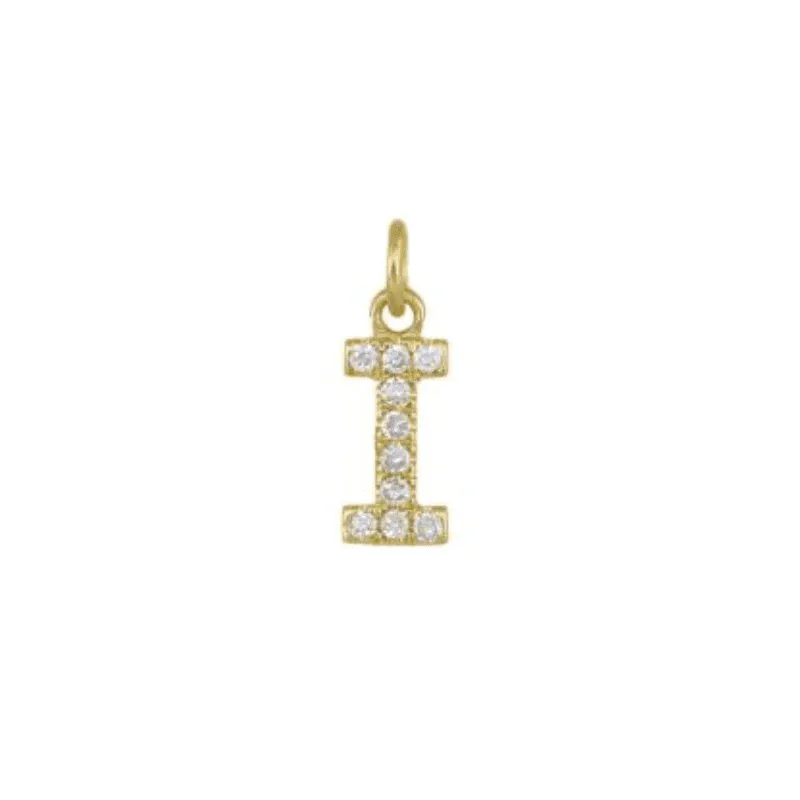 Diamond Initial Charm 14k Yellow Gold Necklace