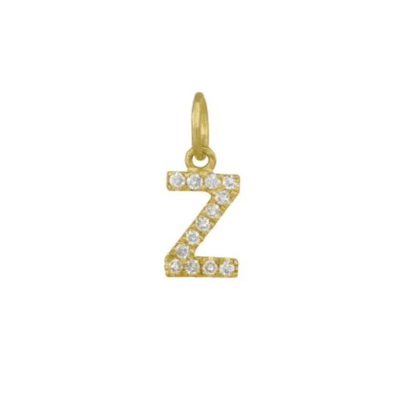 Diamond Initial Charm 14k Yellow Gold Necklace