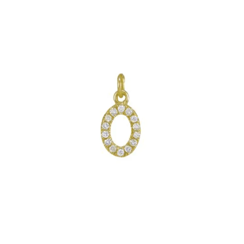 Diamond Initial Charm 14k Yellow Gold Necklace