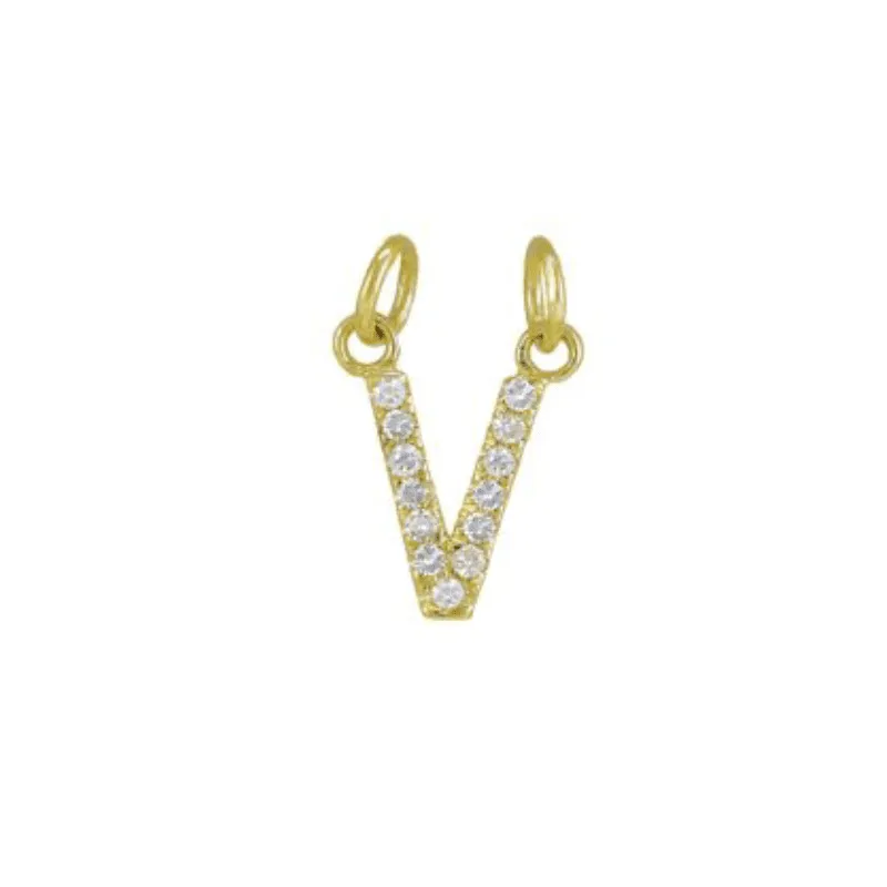 Diamond Initial Charm 14k Yellow Gold Necklace