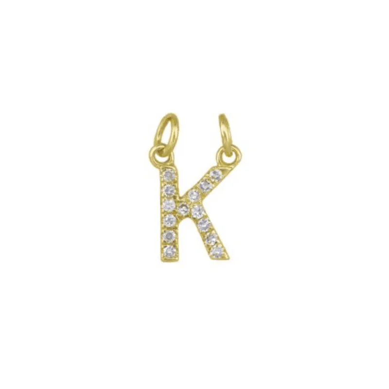 Diamond Initial Charm 14k Yellow Gold Necklace