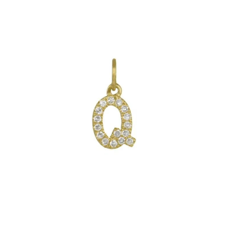 Diamond Initial Charm 14k Yellow Gold Necklace