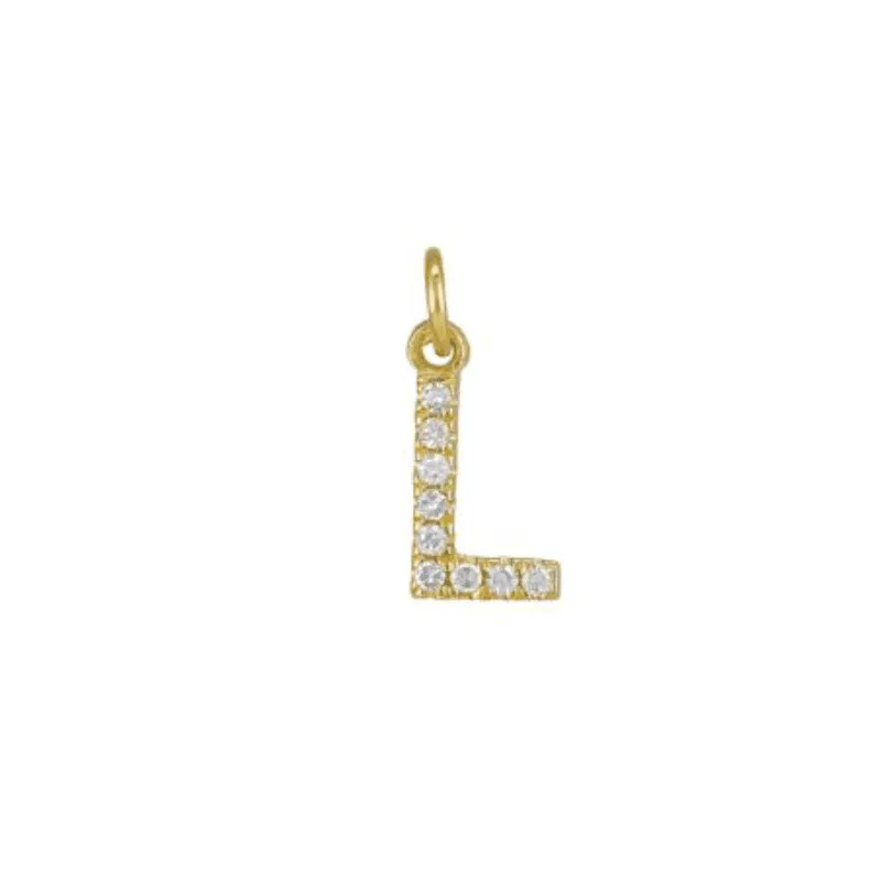 Diamond Initial Charm 14k Yellow Gold Necklace