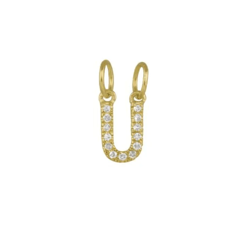 Diamond Initial Charm 14k Yellow Gold Necklace