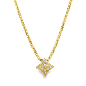 Diamond Star Mesh Style Yellow Gold Italian Necklace