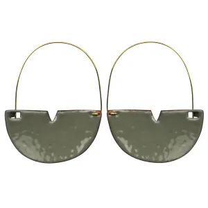 Earring - Cleft Half Circle, Grey