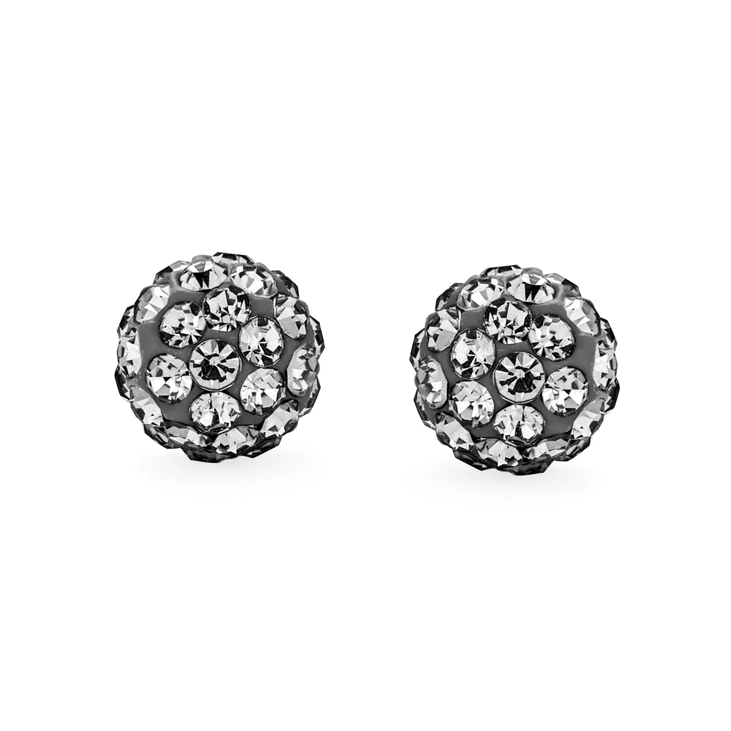 Elegant  Sterling Silver Drop Ball Earrings with 8MM Glittering Pave Crystals