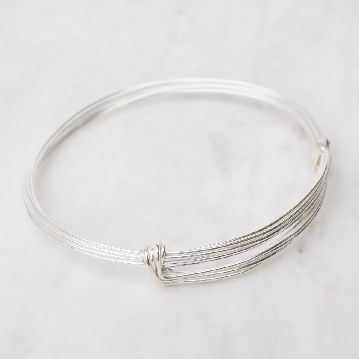 Elephant Hair Inspired Bangle - Shiny Sterling Silver - 7 Lines