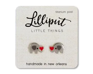 Elephant With Heart Earrings