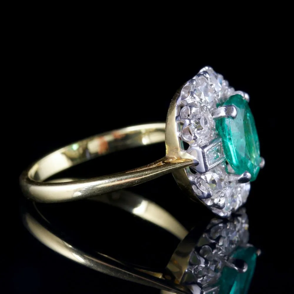 Emerald Diamond Ring 18Ct Gold 2Ct Emerald