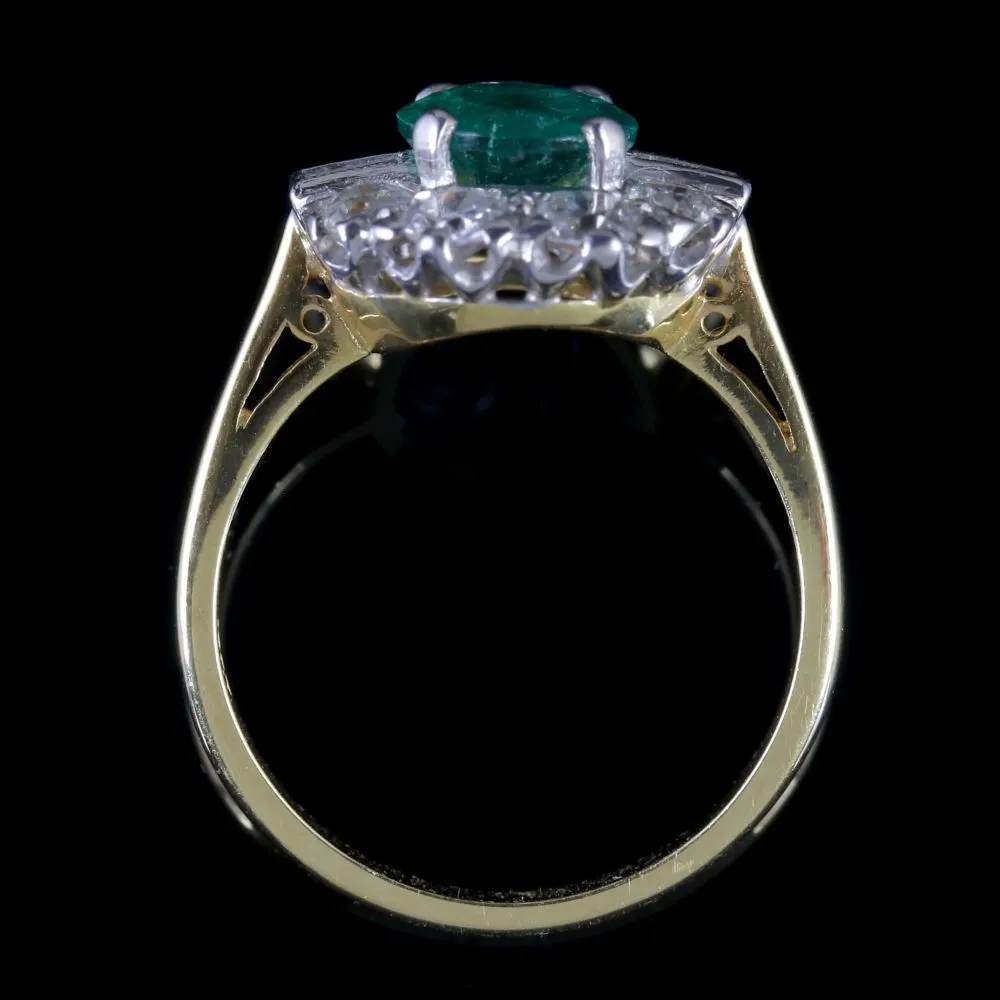 Emerald Diamond Ring 18Ct Gold 2Ct Emerald