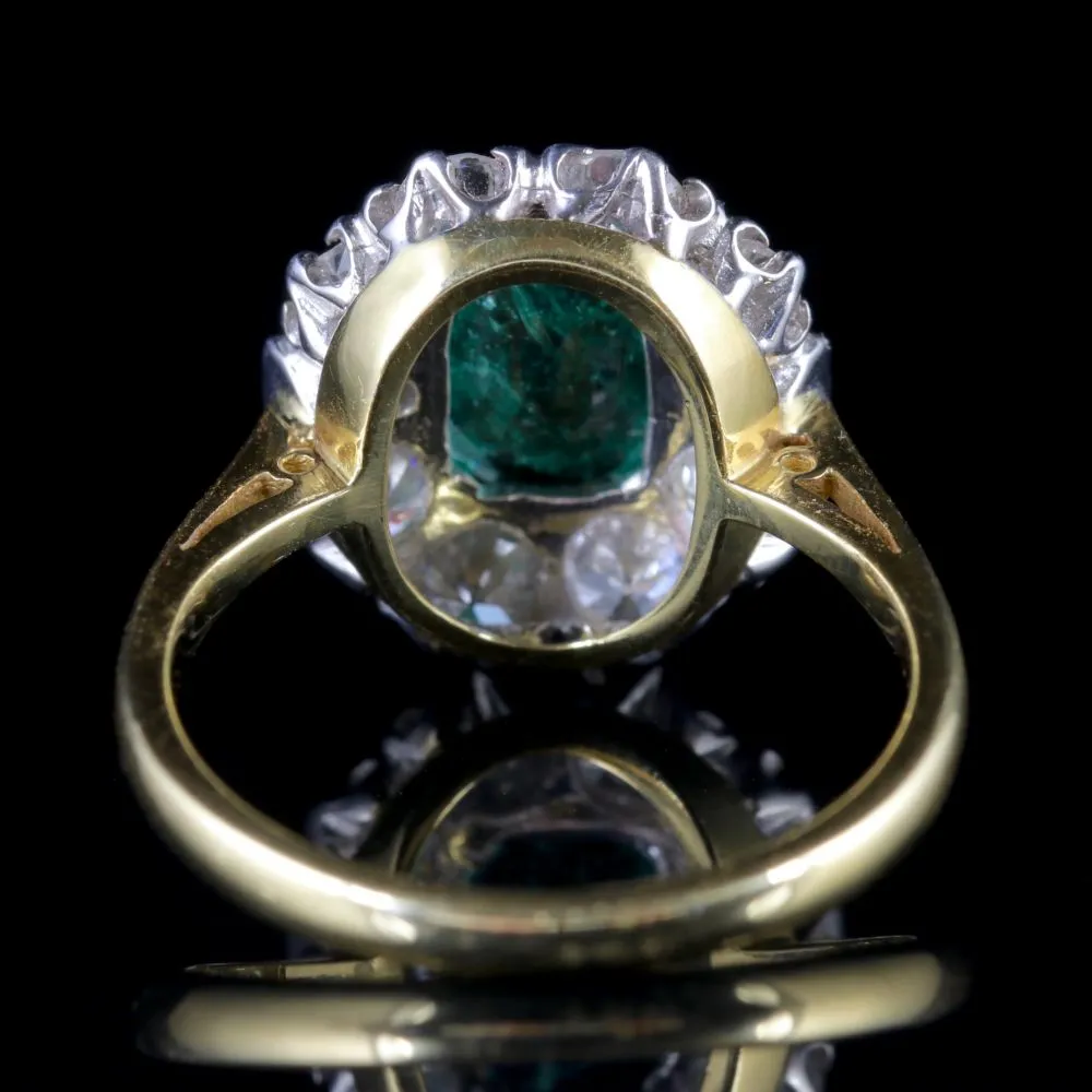 Emerald Diamond Ring 18Ct Gold 2Ct Emerald