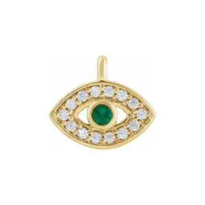 Evil Eye Charm | Emerald | 14k Yellow Gold