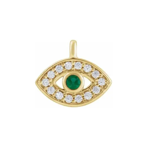 Evil Eye Charm | Emerald | 14k Yellow Gold