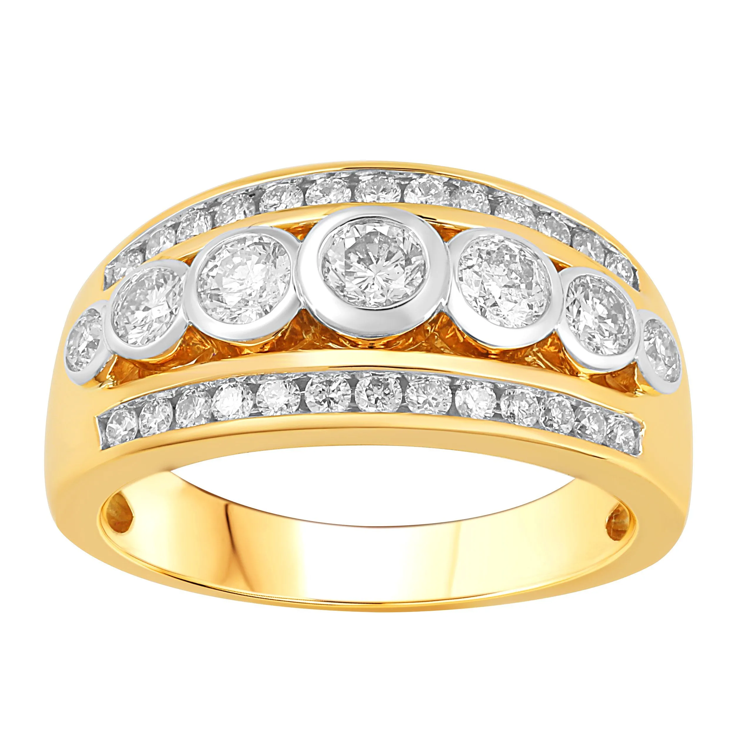 Facets of Love Double Row Channel Ring with 1.00ct of Diamonds in 18ct Yellow Gold