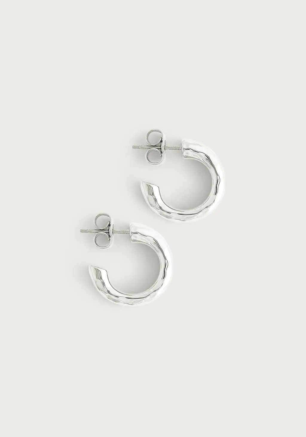 Farrier Small Hoops, Silver