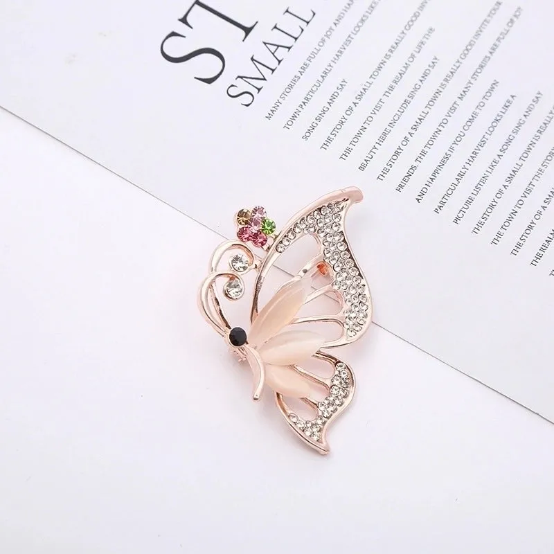 Fashion Pin Animal Flower Notes Alloy Plating Inlay Rhinestones Opal Women'S Brooches