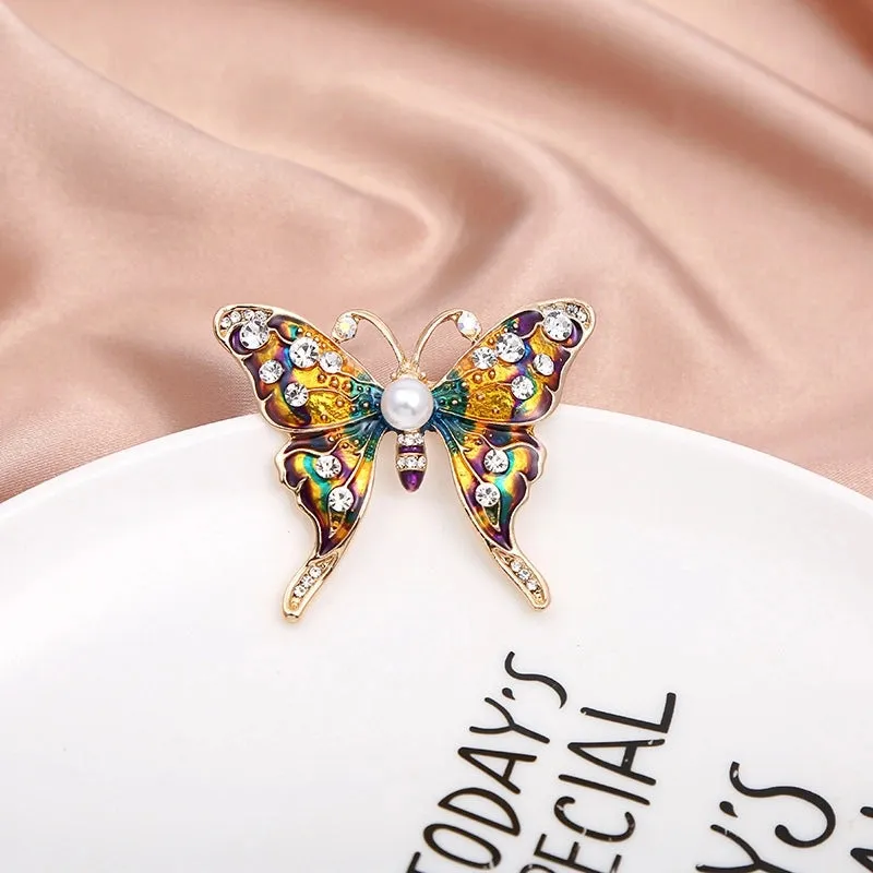 Fashion Pin Animal Flower Notes Alloy Plating Inlay Rhinestones Opal Women'S Brooches