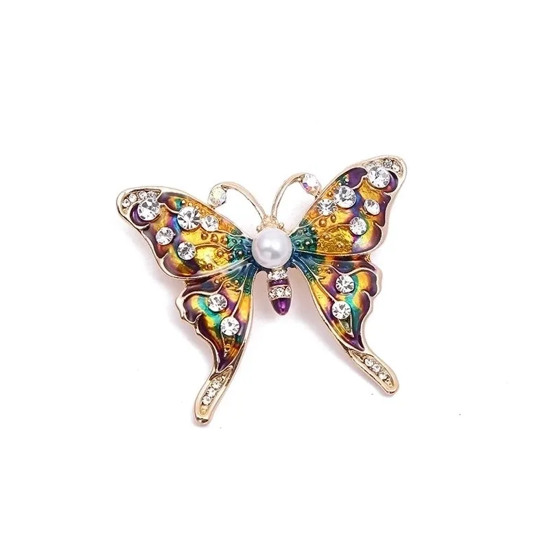 Fashion Pin Animal Flower Notes Alloy Plating Inlay Rhinestones Opal Women'S Brooches