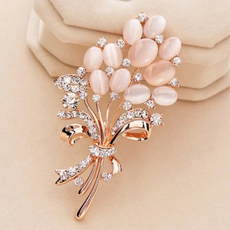 Fashion Pin Cat Flower Butterfly Imitation Pearl Alloy Inlay Rhinestones Opal Women'S Brooches