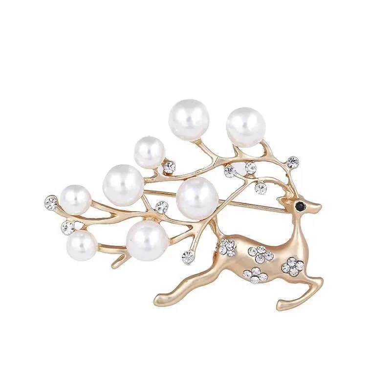 Fashion Pin Cat Flower Butterfly Imitation Pearl Alloy Inlay Rhinestones Opal Women'S Brooches