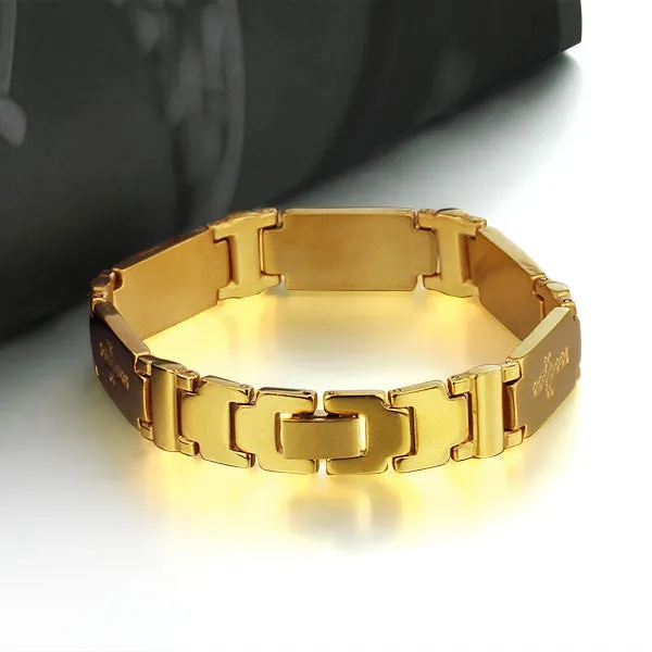 Fashion Steel Man Bracelet Charming 304L Stainless Steel with 18K Gold Plated Bracelet For Men