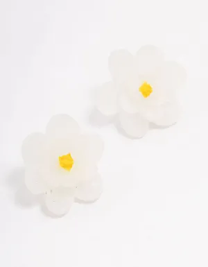 Frosted Flower Stud Earrings