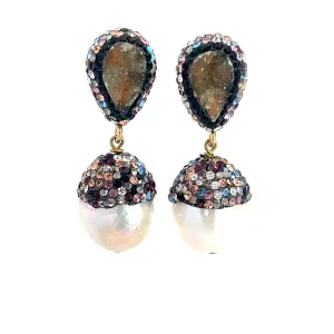 Gemstone Pearl Drop Earring