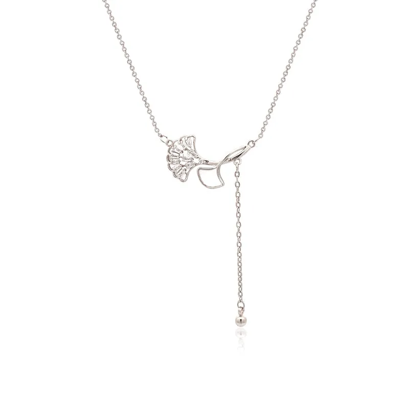 Gingko Leaf Cubic Zirconia  Necklace