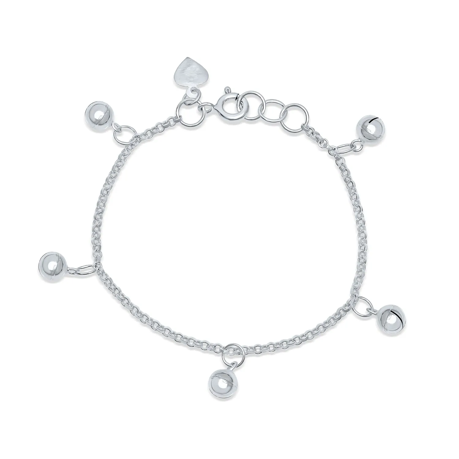 Girls Jingle Bells Bracelet Small Wrists 6 Inch .925Sterling Silver