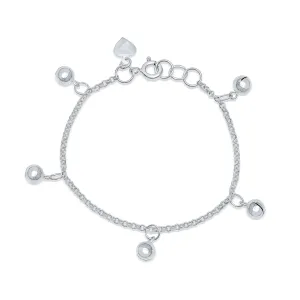 Girls Jingle Bells Bracelet Small Wrists 6 Inch .925Sterling Silver